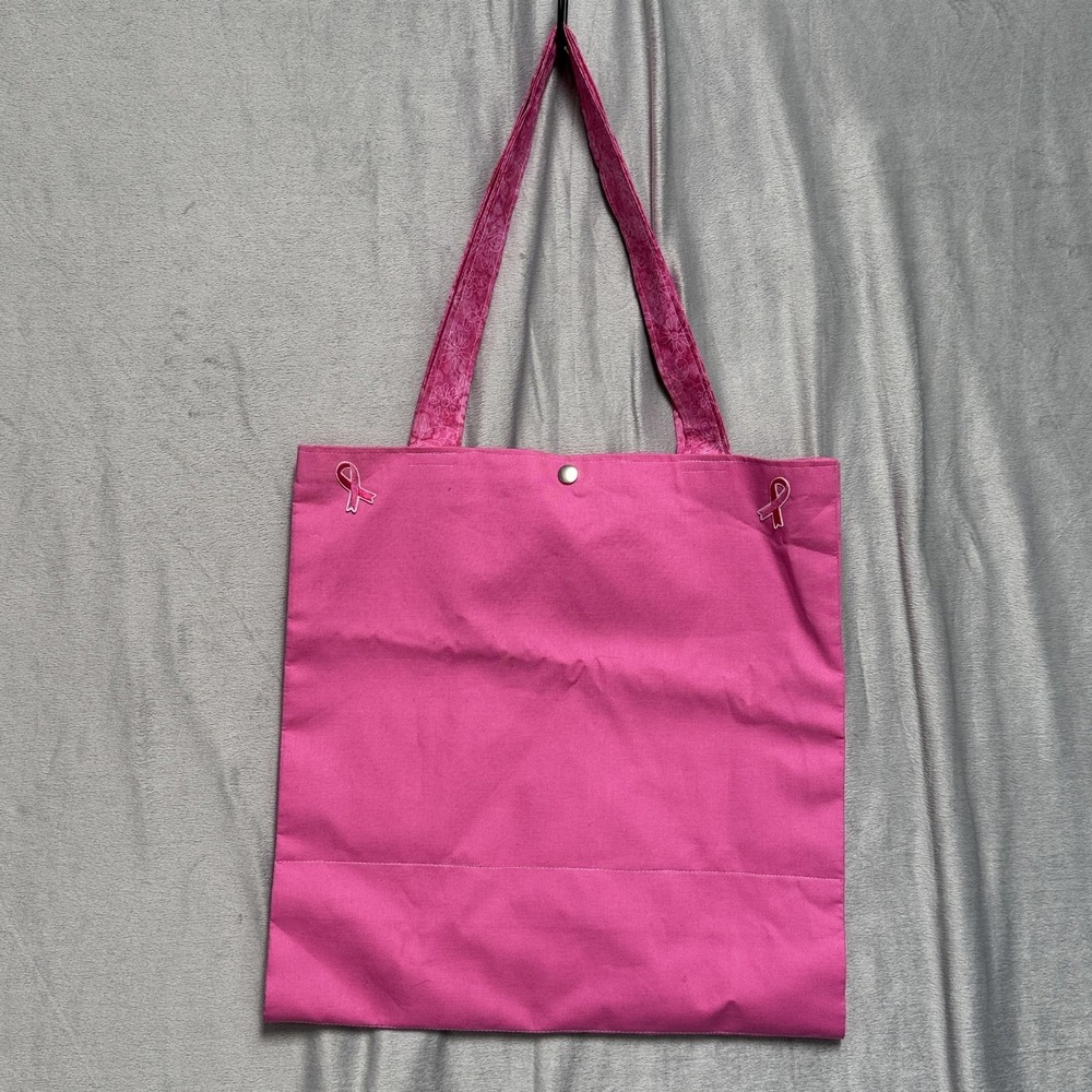 Breast Cancer Awareness Tote Bag Womens One Size Pink Ribbon Embroidered Lined